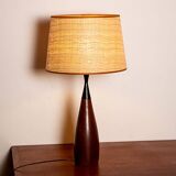 Danish keel-shaped table lamp in teak and ebony by Fog & Morup.