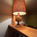 Vintage turned wood lamp – 70s chalet style