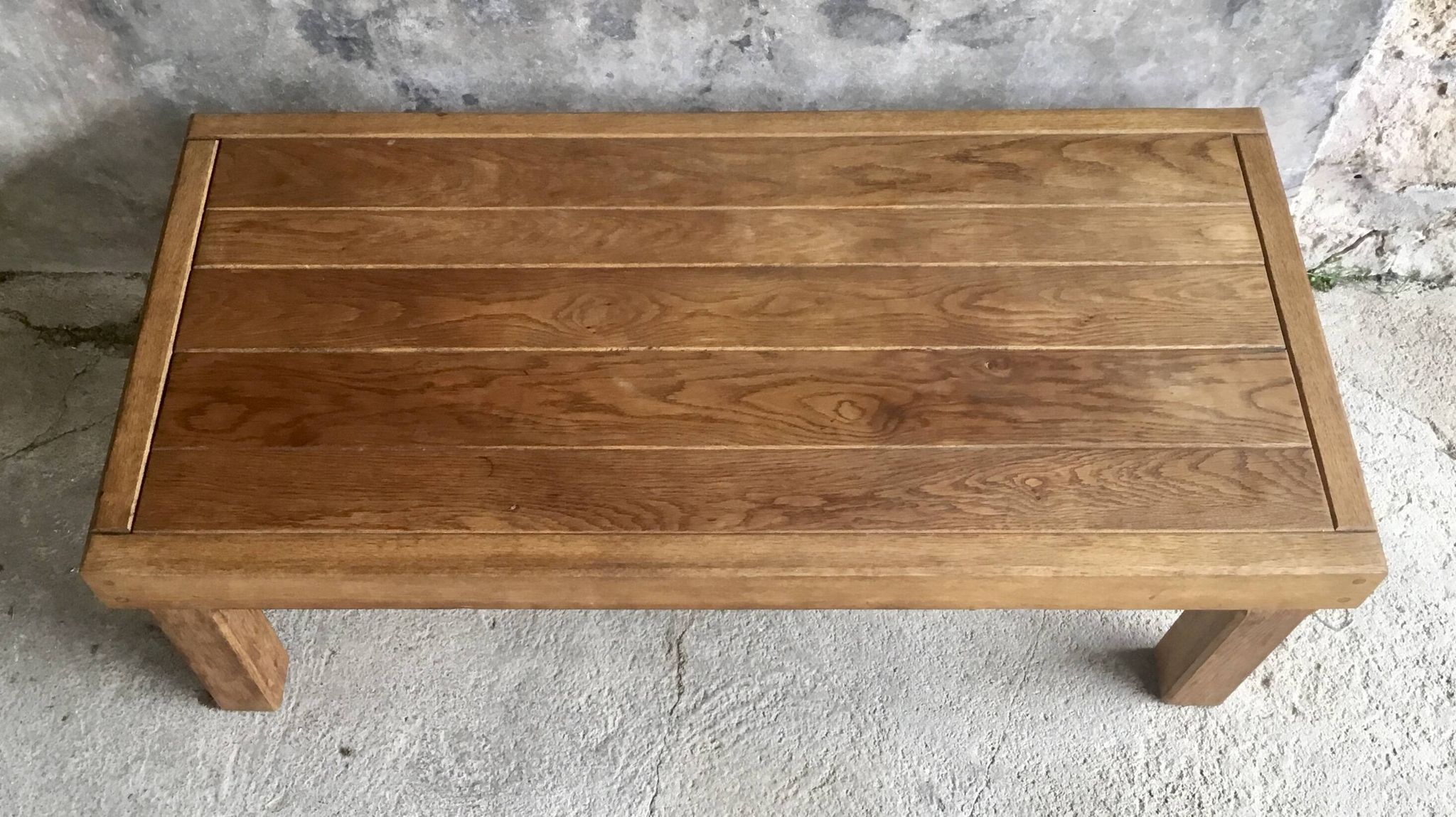Brutalist rectangular coffee table - vintage 1960s