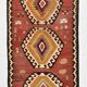 Red & Beige Oriental Vintage Kilim Runner Rug, 81x261Cm
