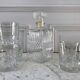 Set of a decanter and 5 whiskey glasses 70s