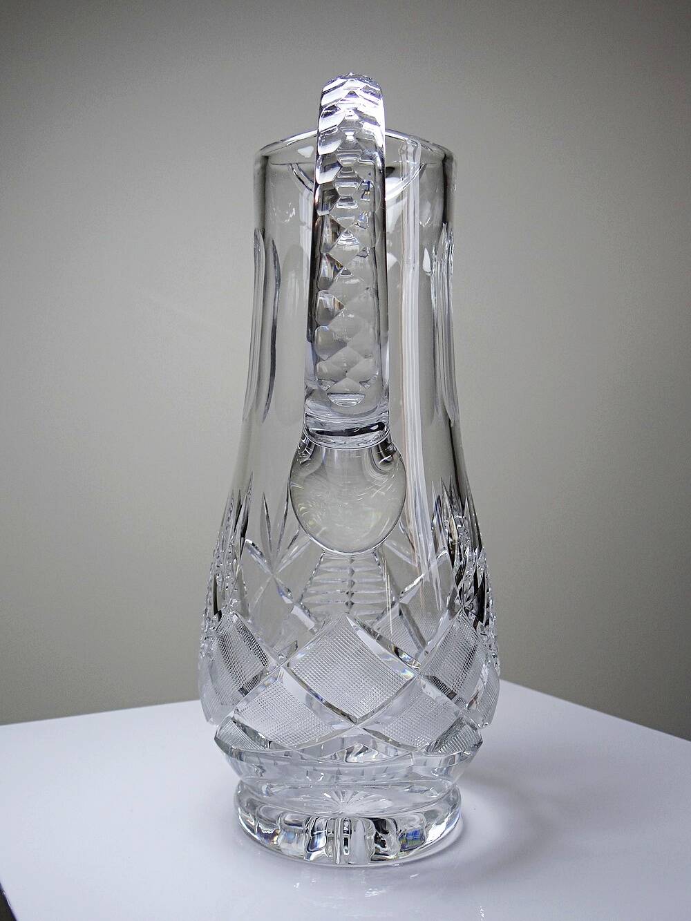 Large cut crystal water pitcher, European crystal makers 20th century