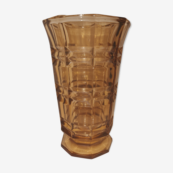 Vase verre à facettes vintage année 1950