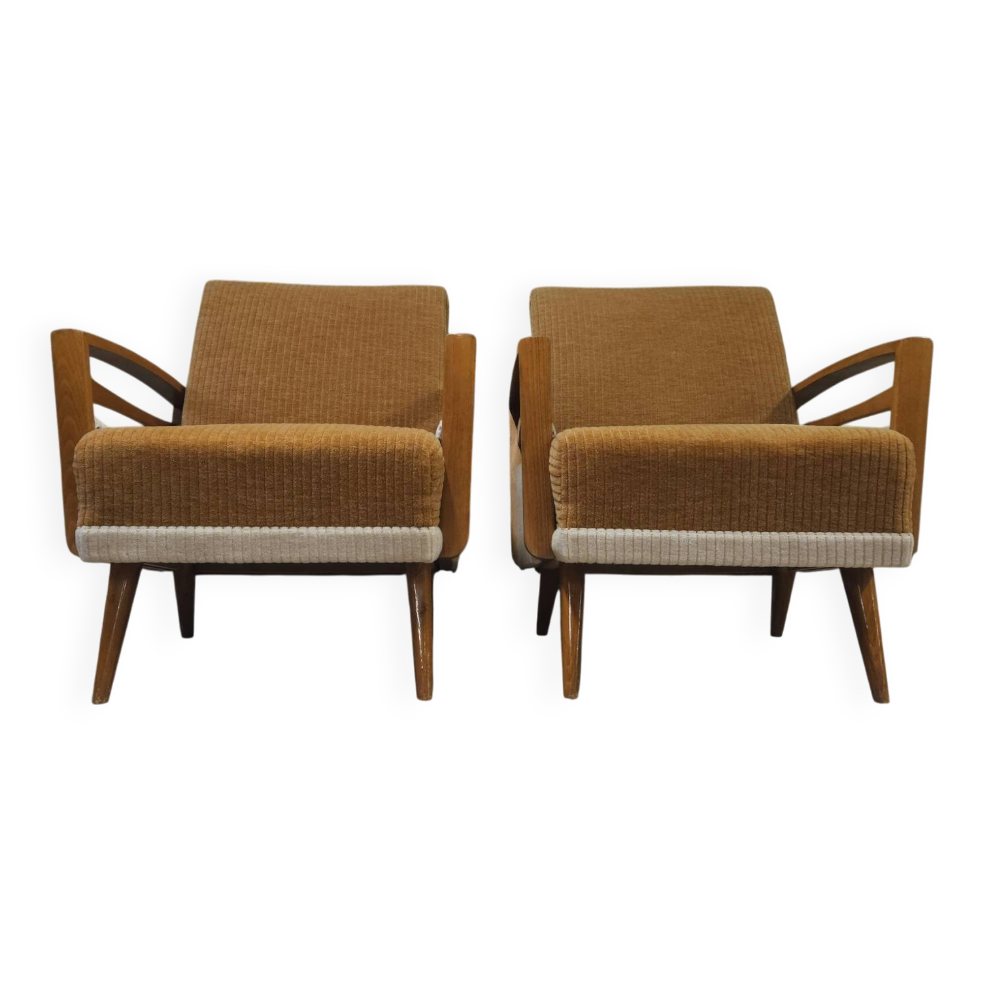 Pair of corduroy armchairs from the 1950s