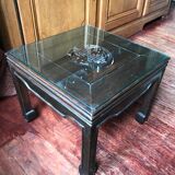 Ethnic table with glass top