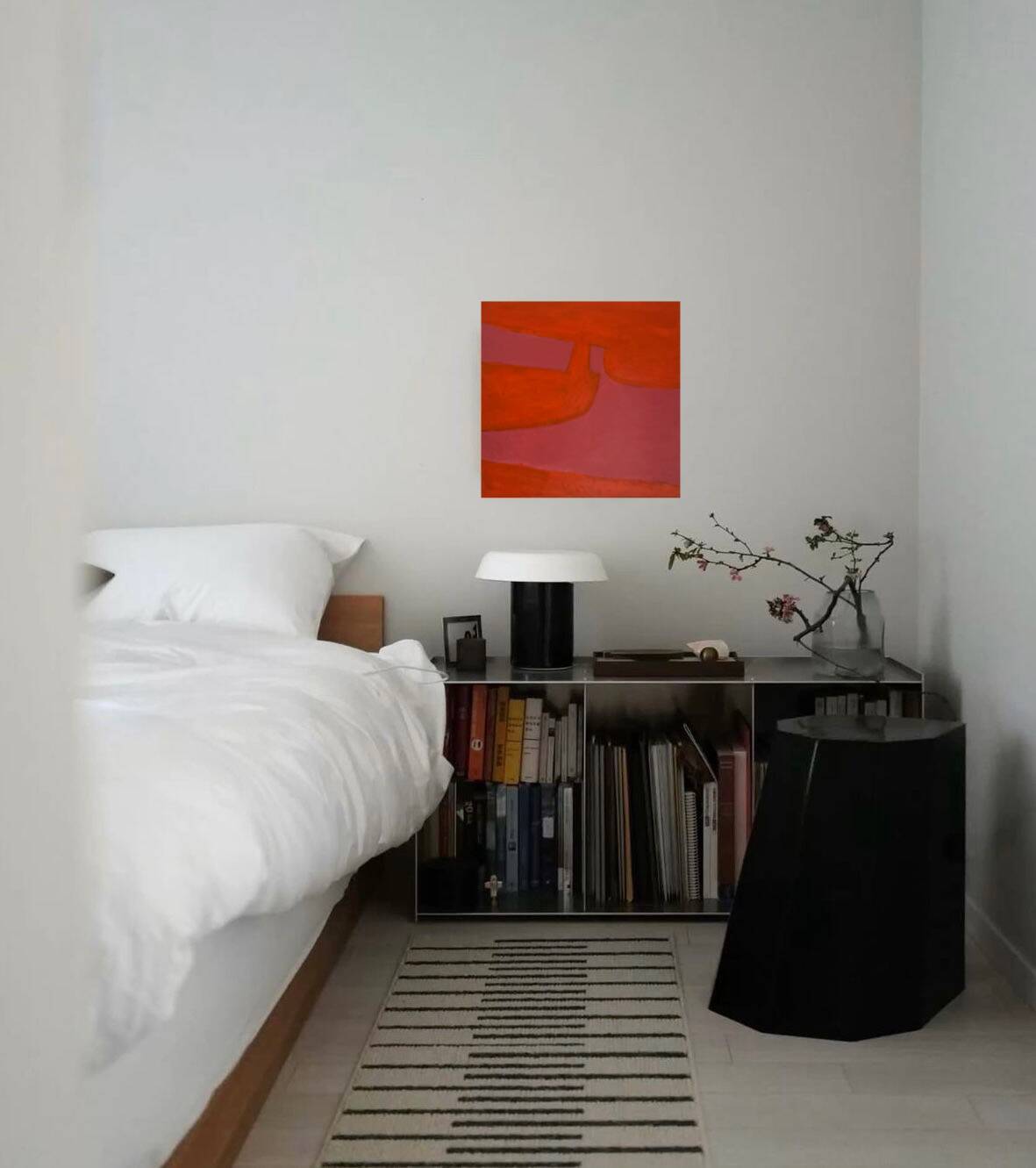 Soft Pink-Orange Art on 50x50cm frame by Bodasca