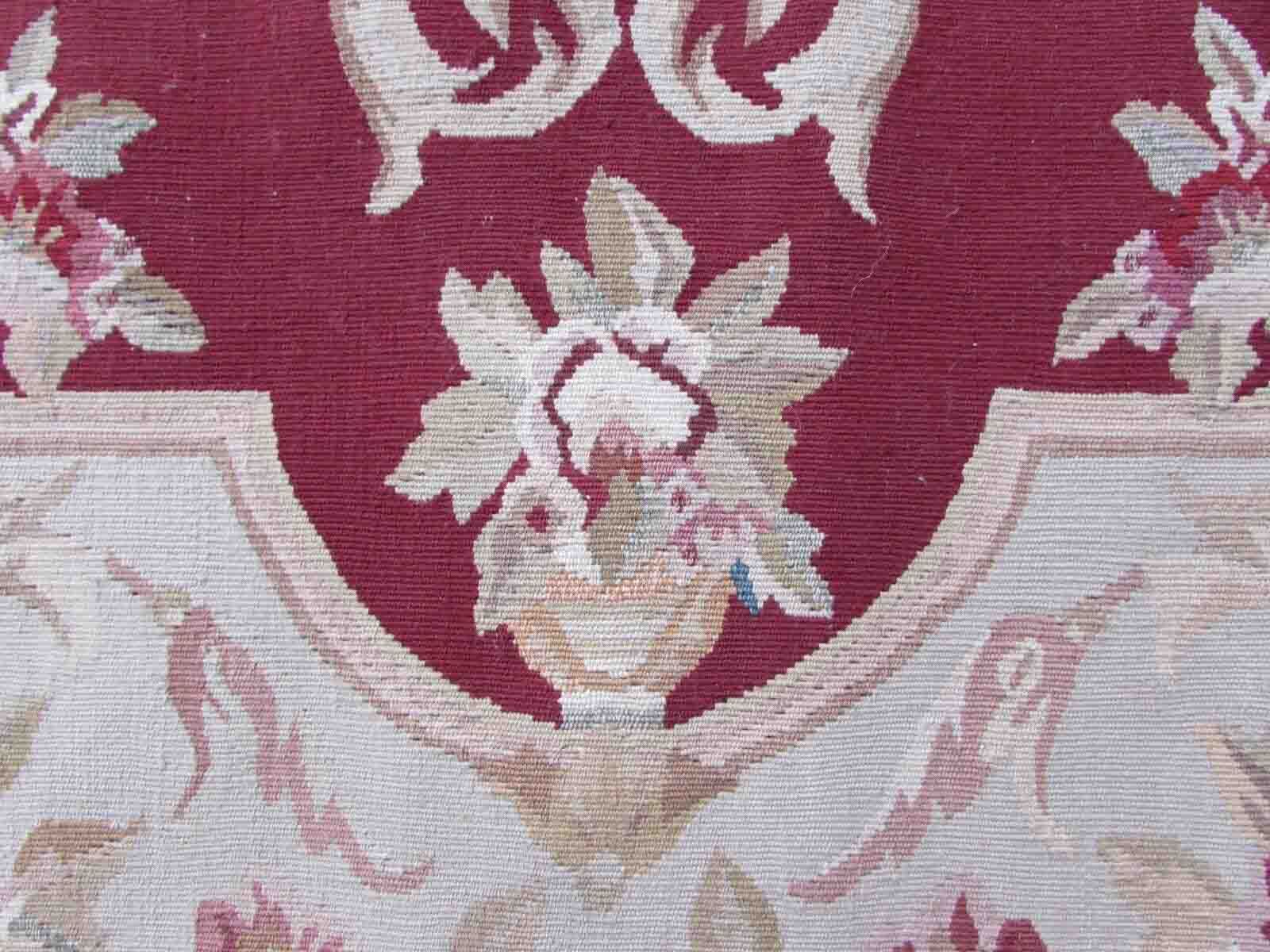 Vintage French carpet Aubusson handmade 79cm x 145cm 1970s