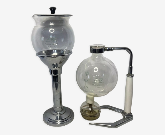 Vintage cafetière verre pyrex chrome 8 tasses Hellem vers 1950 | Selency