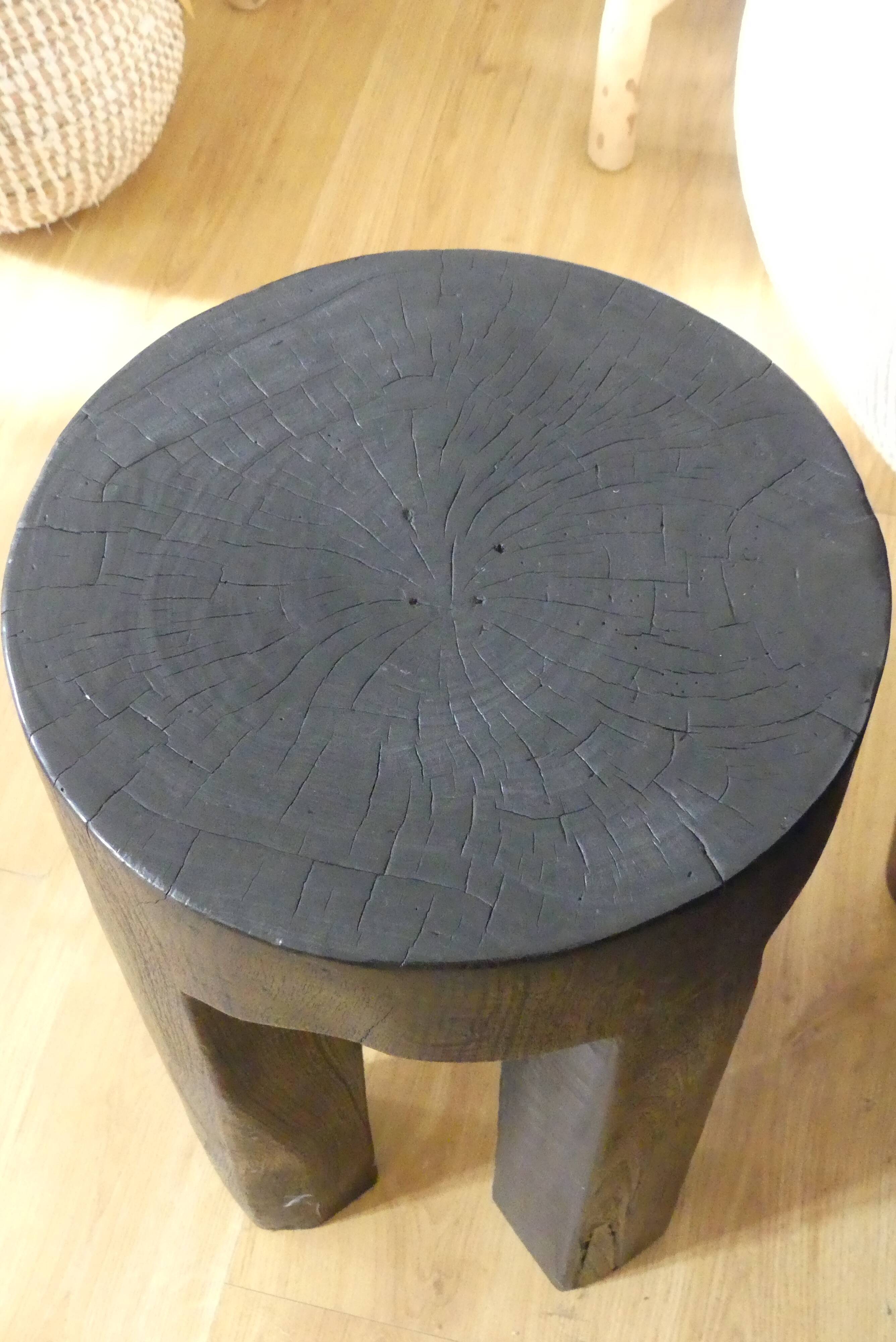 Black burnt teak stool