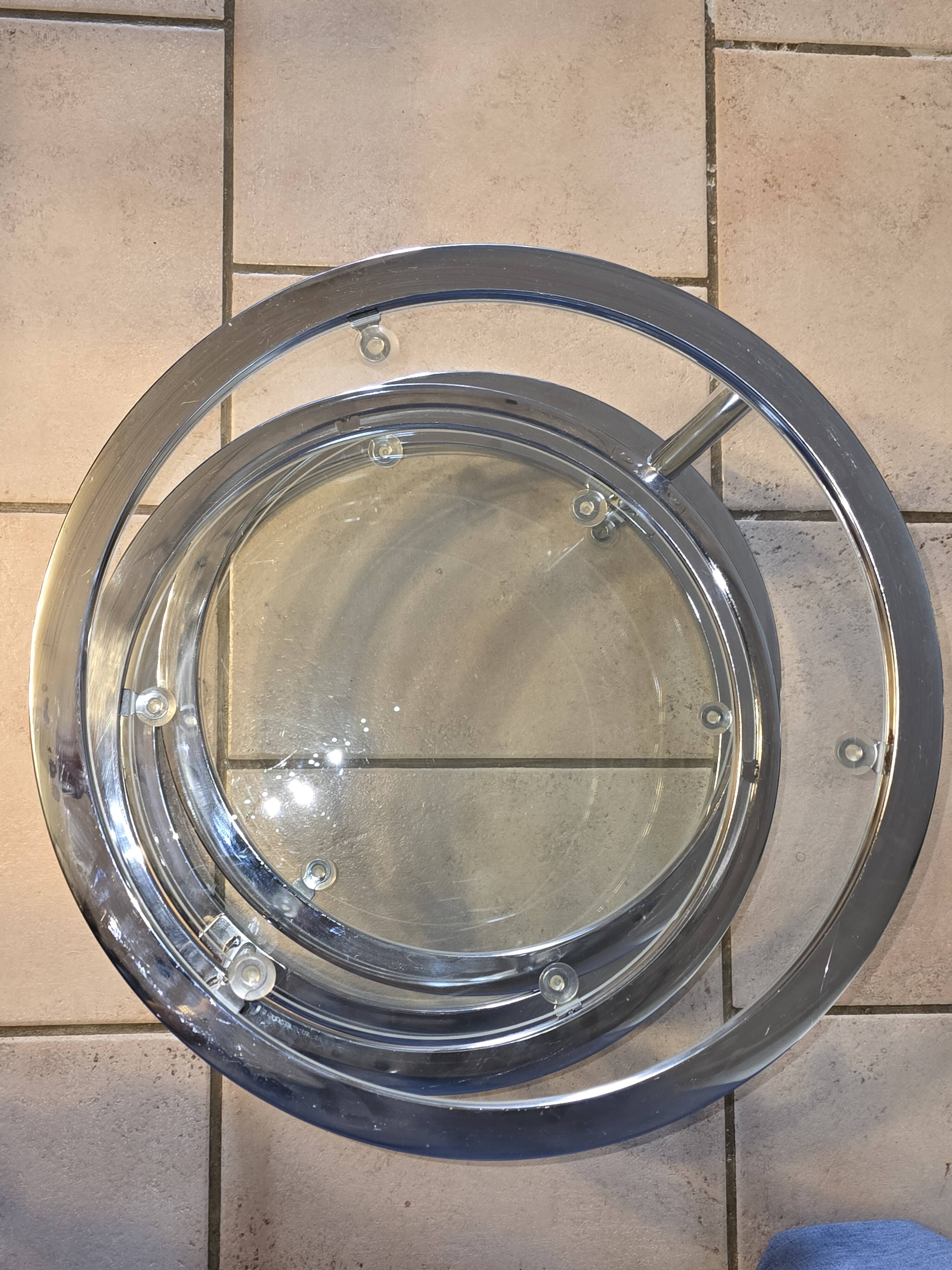 Modular aluminum coffee table and 4 glass shelves, h38x45x unfolded 120 pretty 70s style model