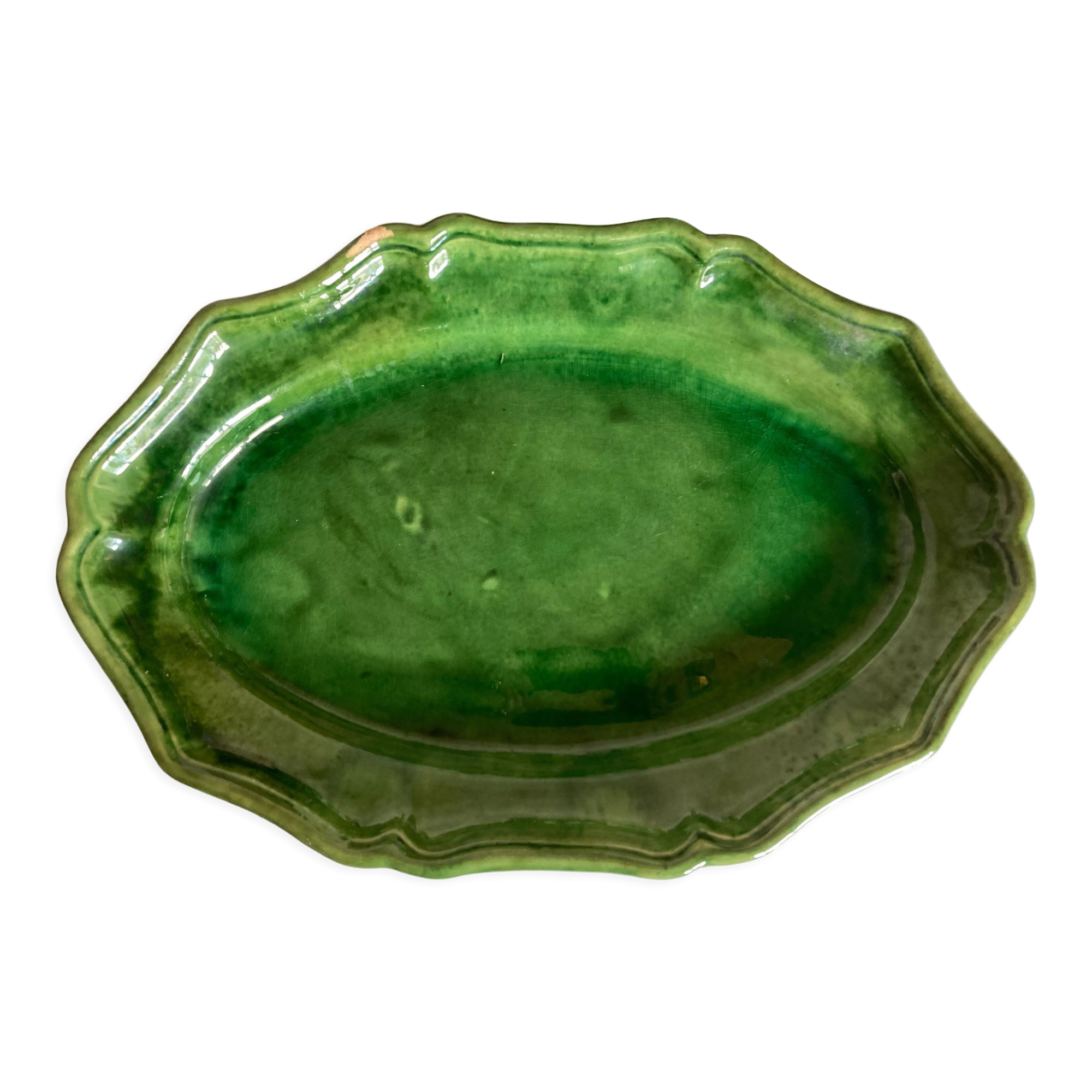 Plat centrepiece of gadroons in glazed clay from Biot 1960