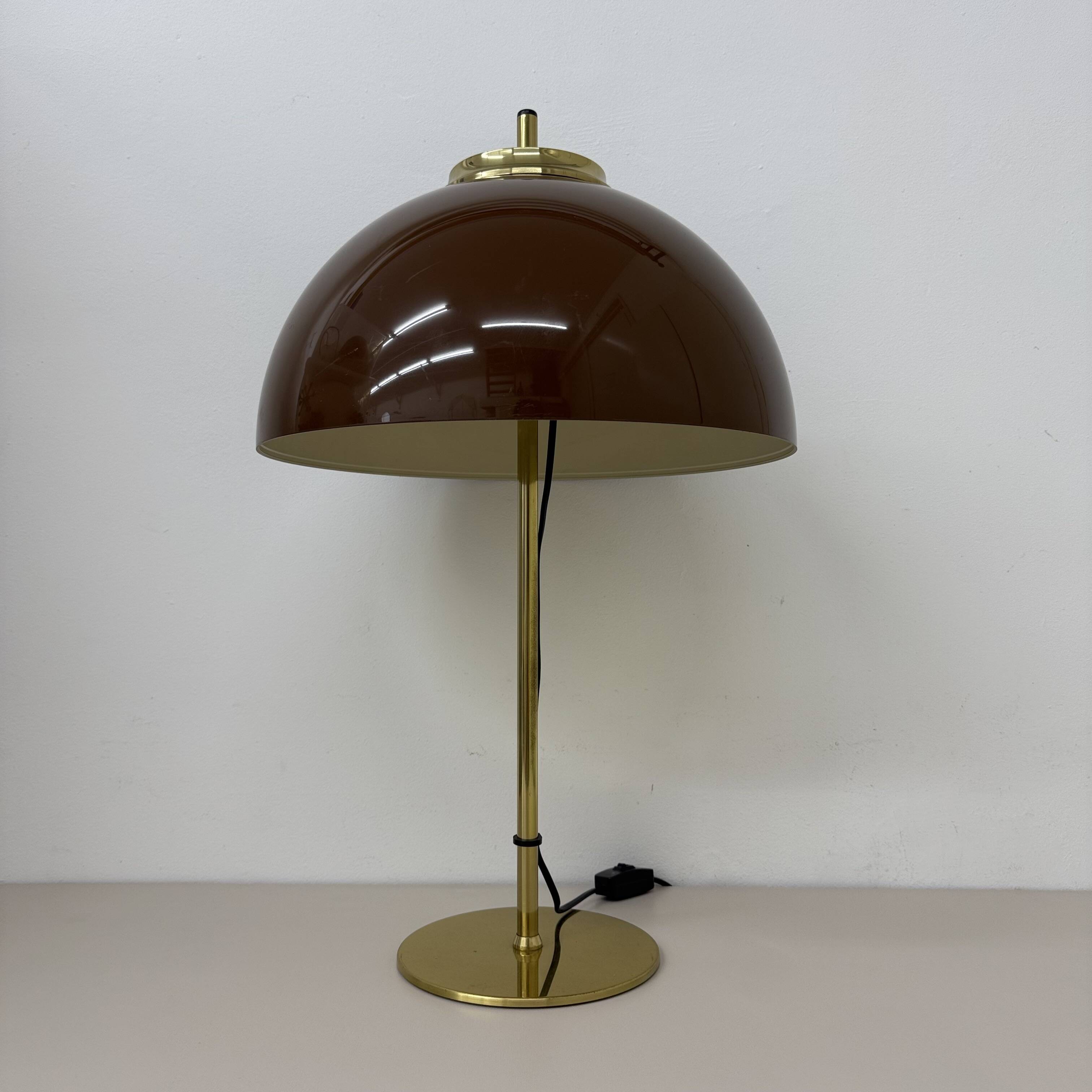 Vintage Mushroom table lamp with gold metal base , 1970s