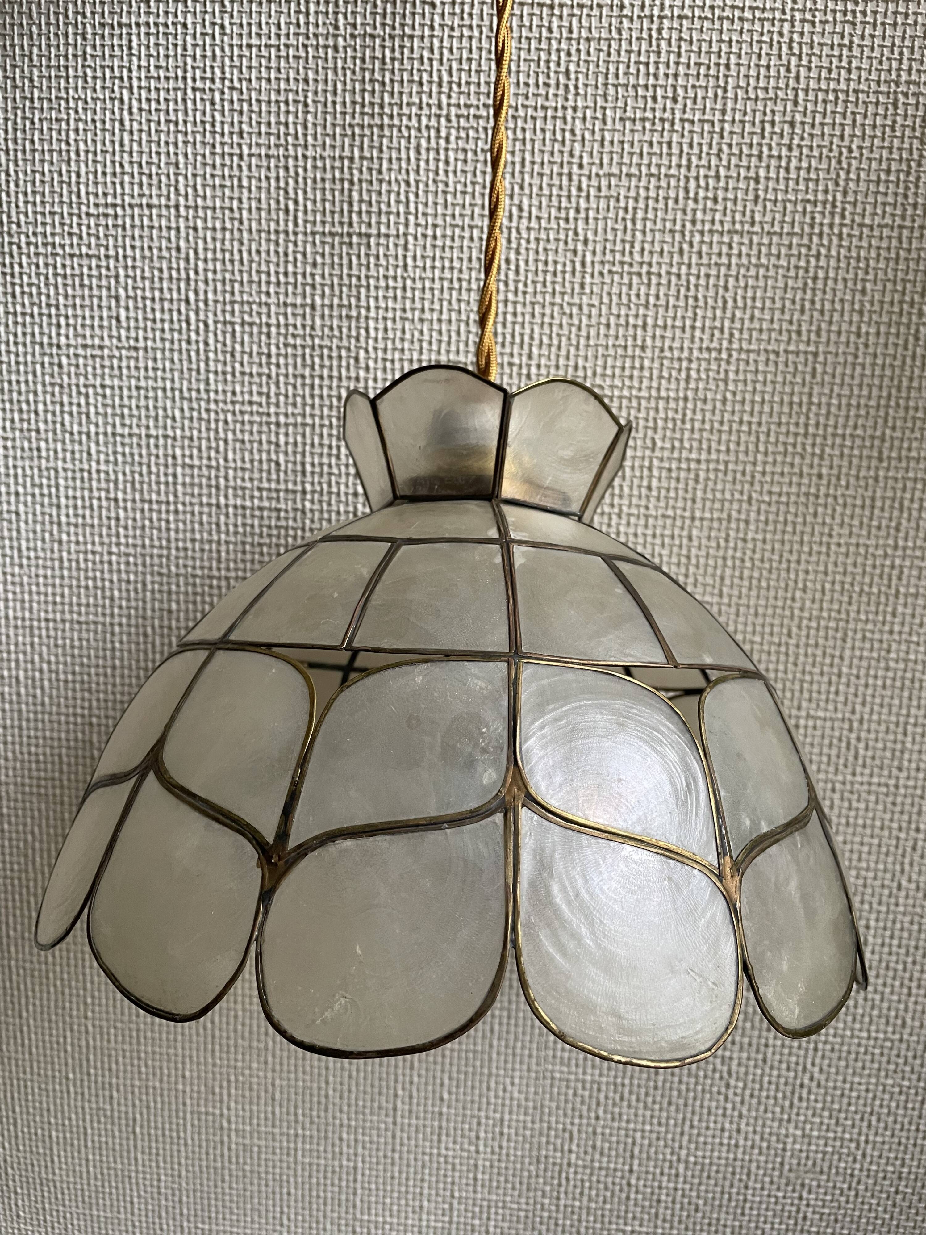 Suspension mother-of-pearl and brass diam 25 cm