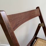 Folding chair occasional chair vintage wooden office chair with cane seat
