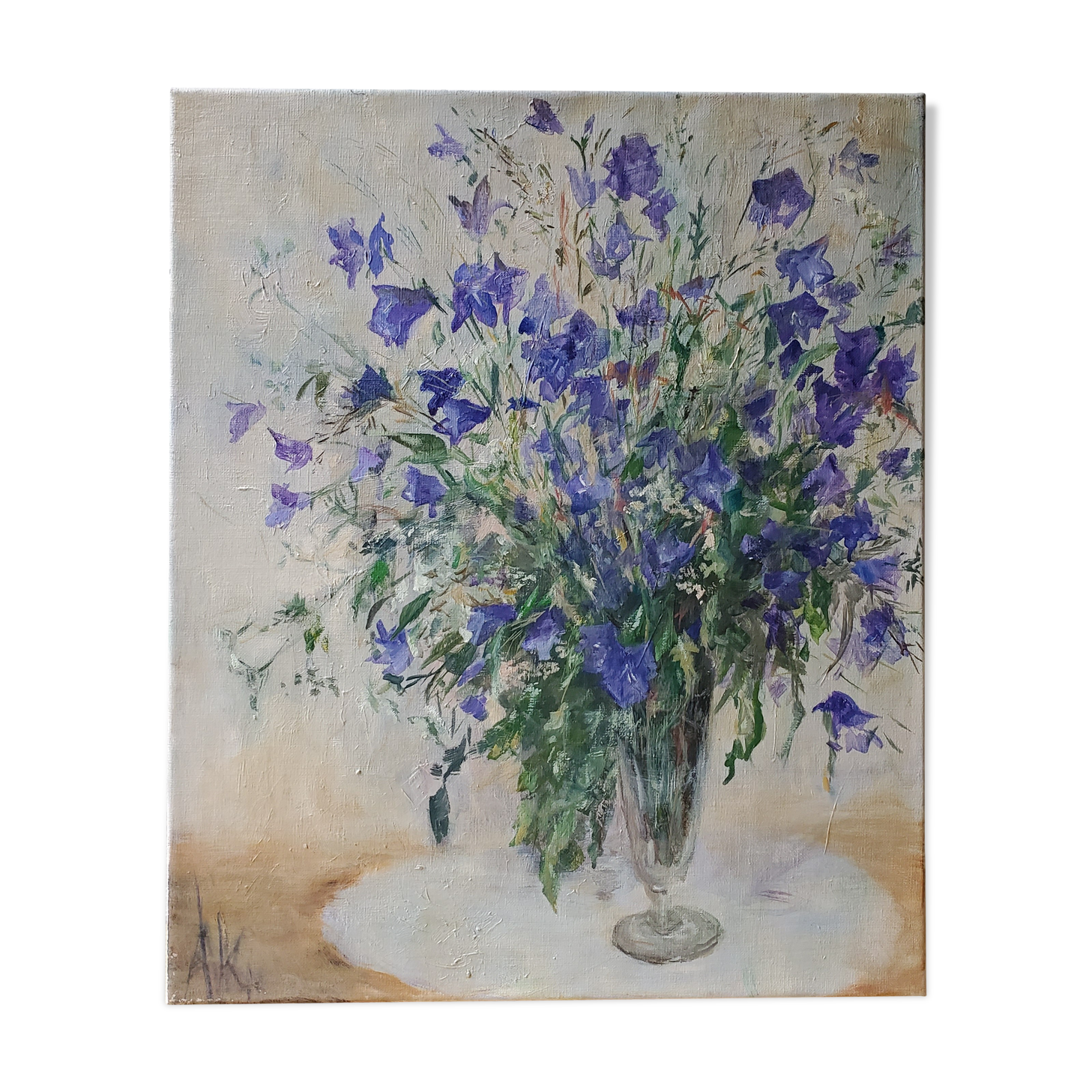 Oil on canvas, the campanules