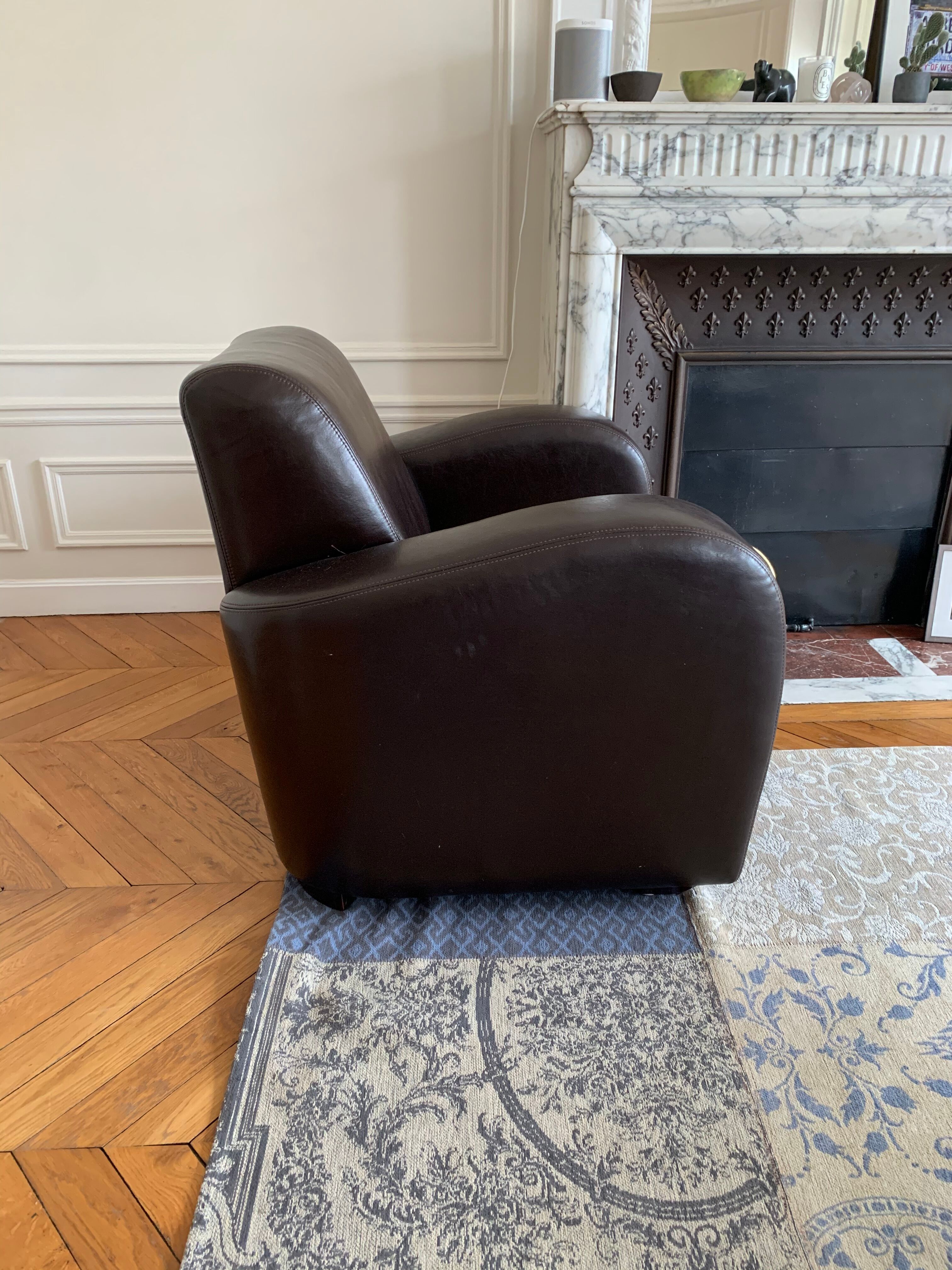 Leather club armchair