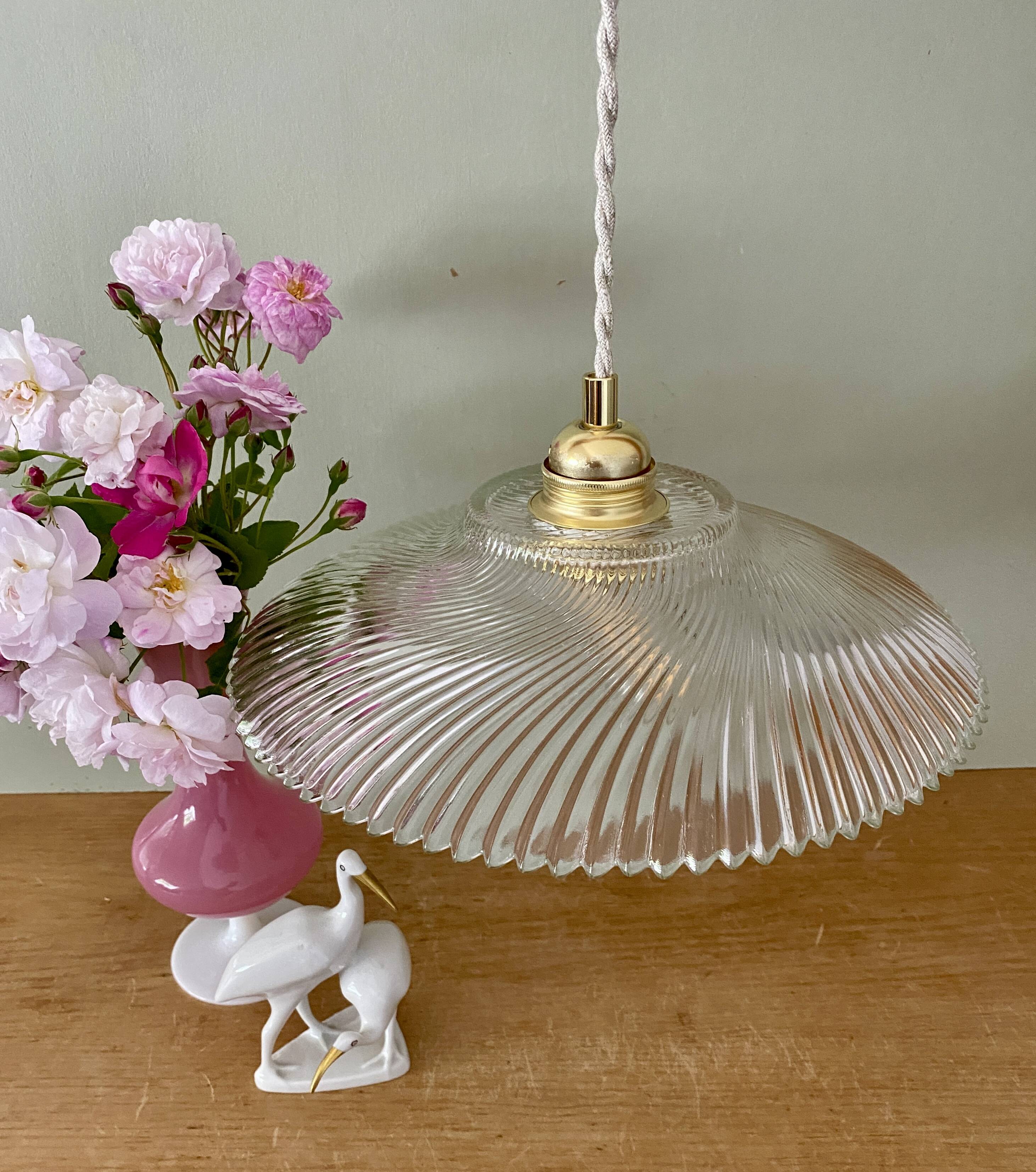 Vintage molded glass lampshade pendant light - tableware collection -