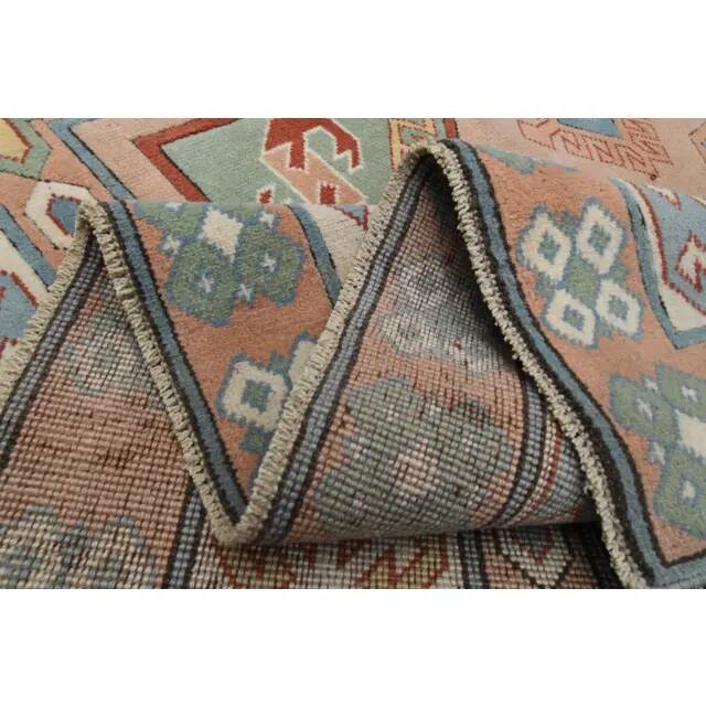 1970s Vintage Turkish Oushak Handmade Wool Cotton Blue Area Rug 220x310