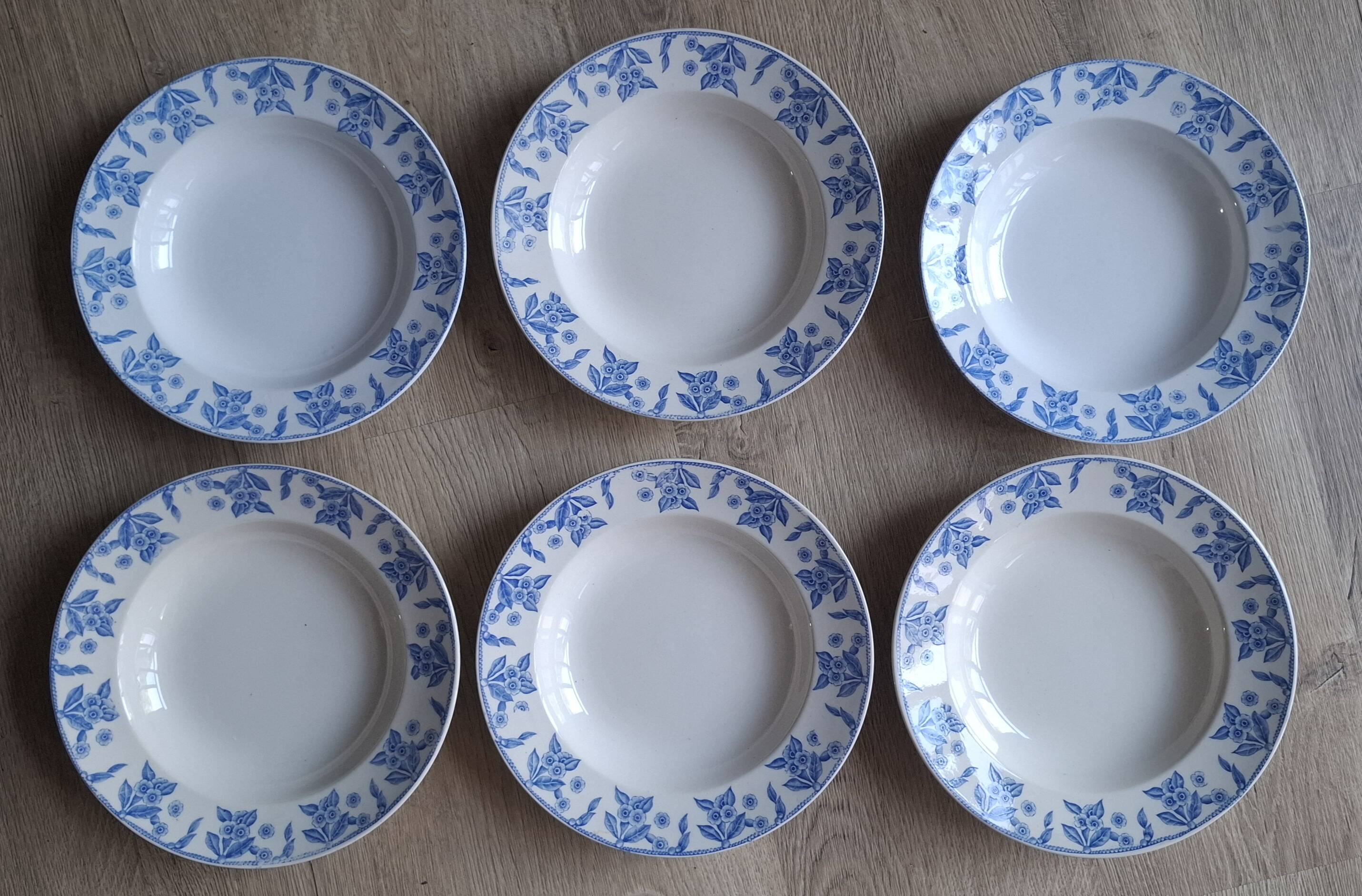 Set of 6 Dux blue soup plates Boch 1960