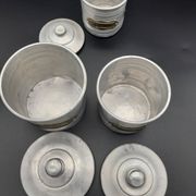 Set of 5 round boxes of aluminum, flour, sugar, coffee, tea, spice