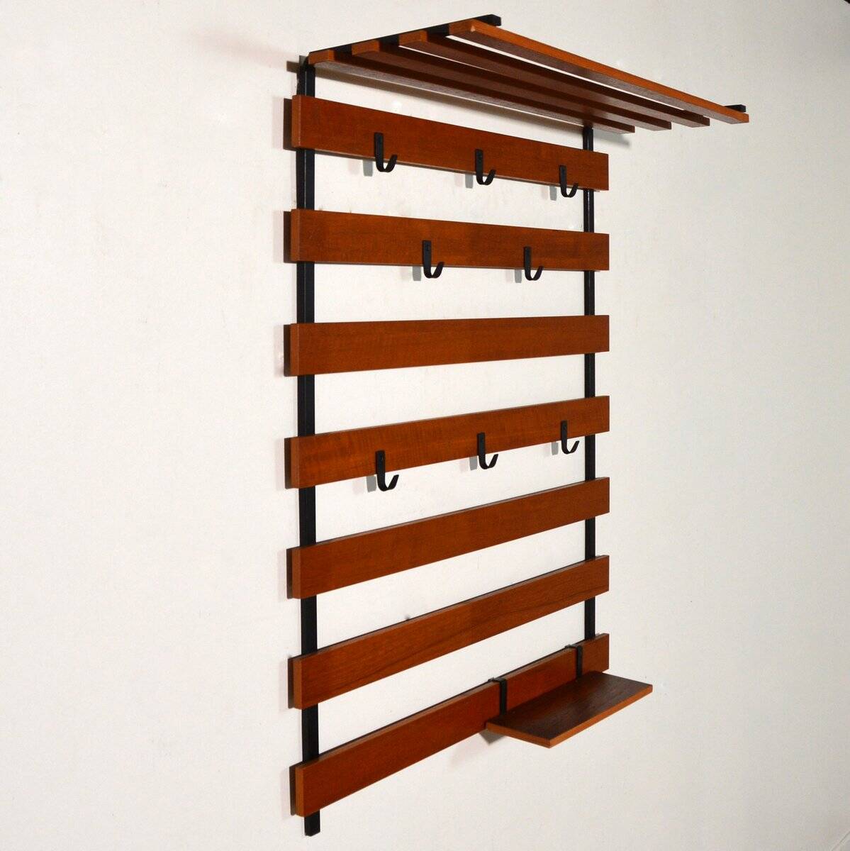 Scandinavian entrance locker Teak and metal 1960s