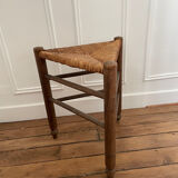 Tabouret tripode en paille