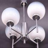 Vintage chandelier in chrome metal and glass