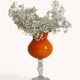 Murano Orange Cased Glass Large Goblet Vase, Italy, 1970s