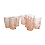 Pink glass water glass, lot of 9, French vintage