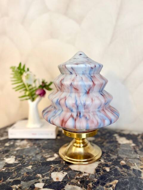 Fascinante  Lampe Art Déco en opaline multicolore