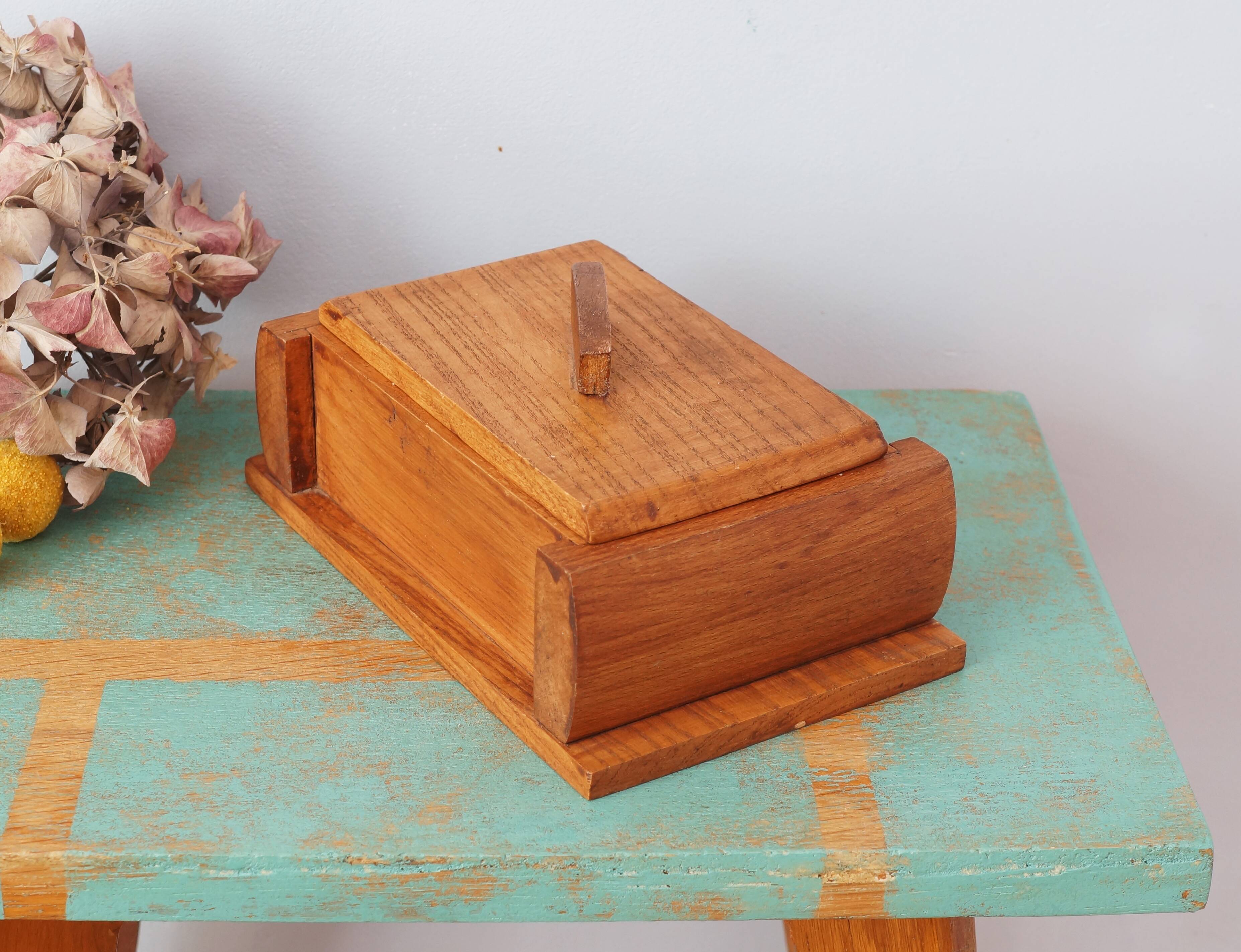 Handcrafted wooden box in art deco style, vintage