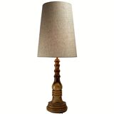 Art Deco Mid-Century Curved Wood Table Lamp, 1950s