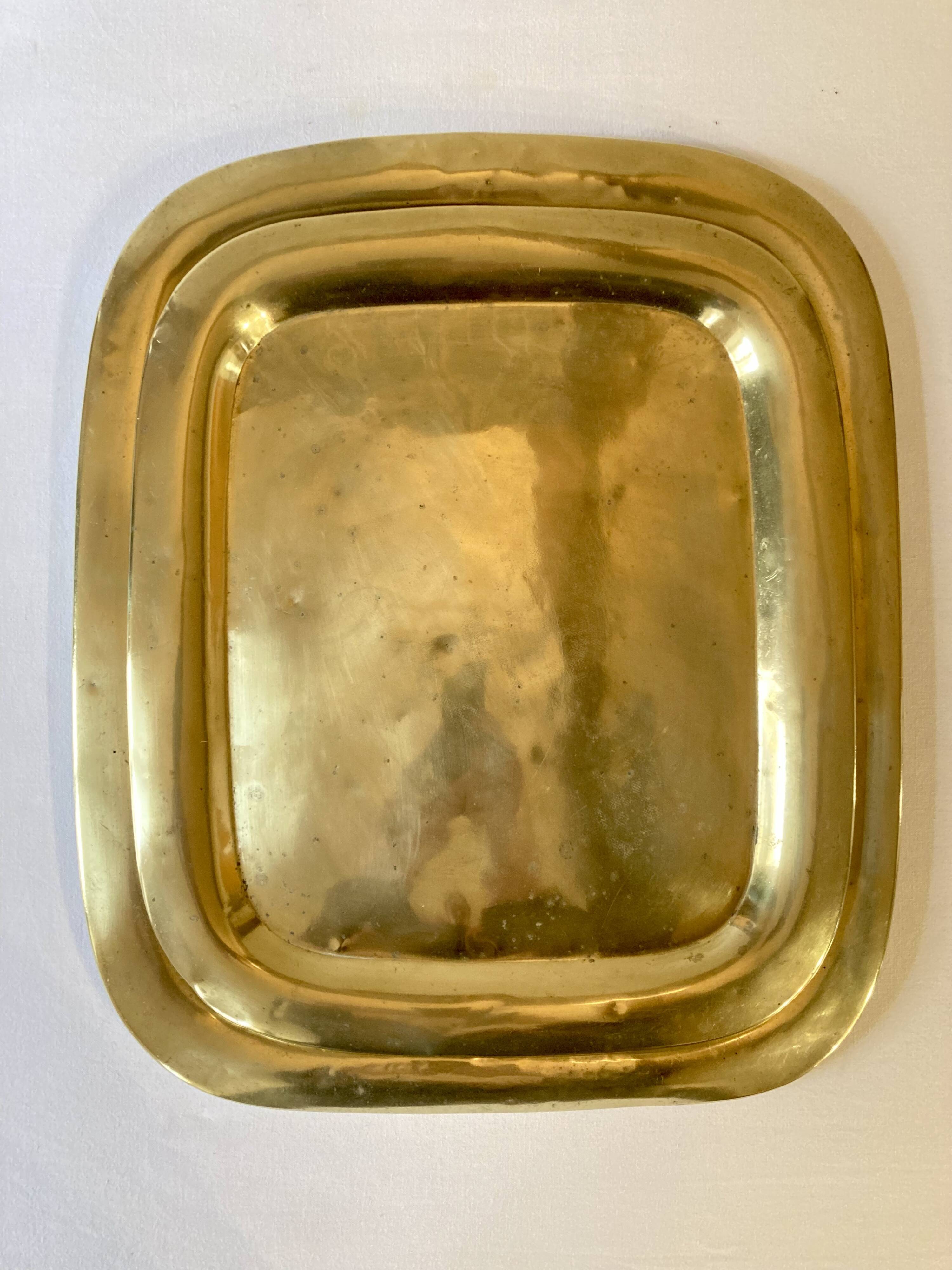 Duo of solid brass trays
