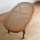 Cherry wood coffee table in Louis XV style  
Glass top  
Dimensions: 115*63 cm