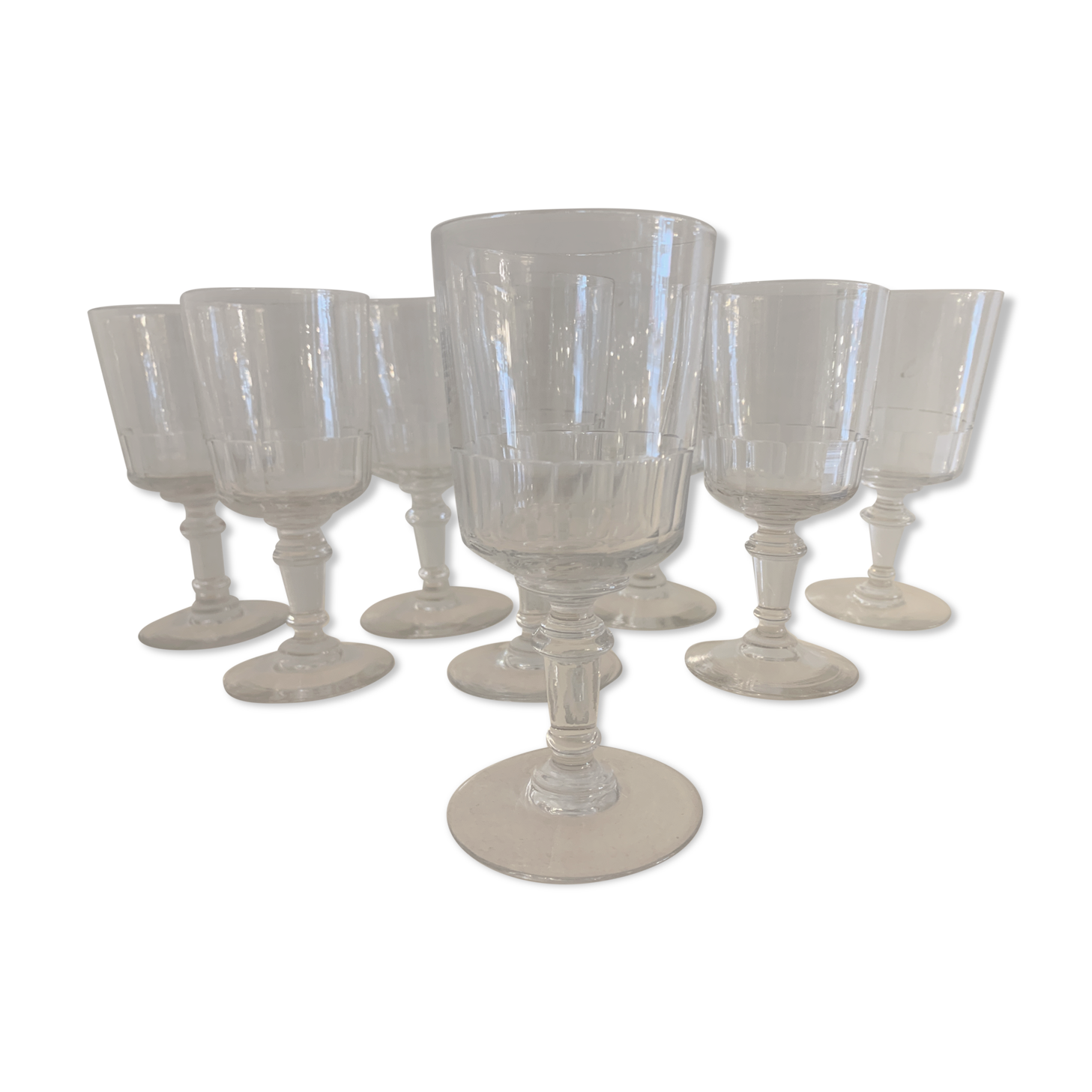8 old blown glasses, with cut sides, Mirabeau model from Baccarat