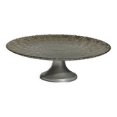 Cake stand on pedestal in glass with peacock feather effect D33 H10