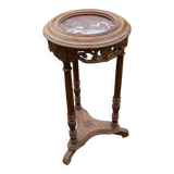 Antique Louis XVI style pedestal table in walnut with marble top