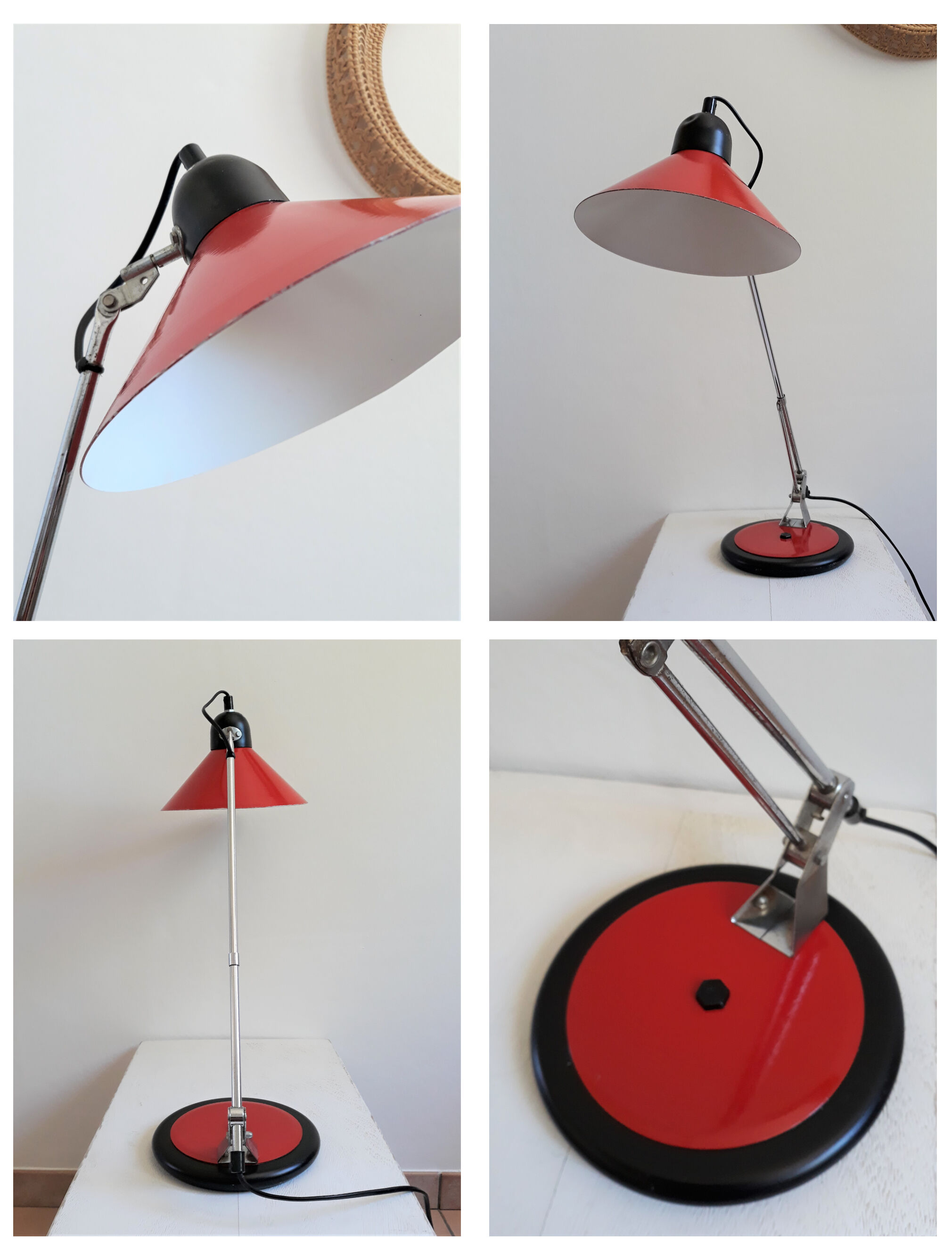Vintage Lamp Aluminor red