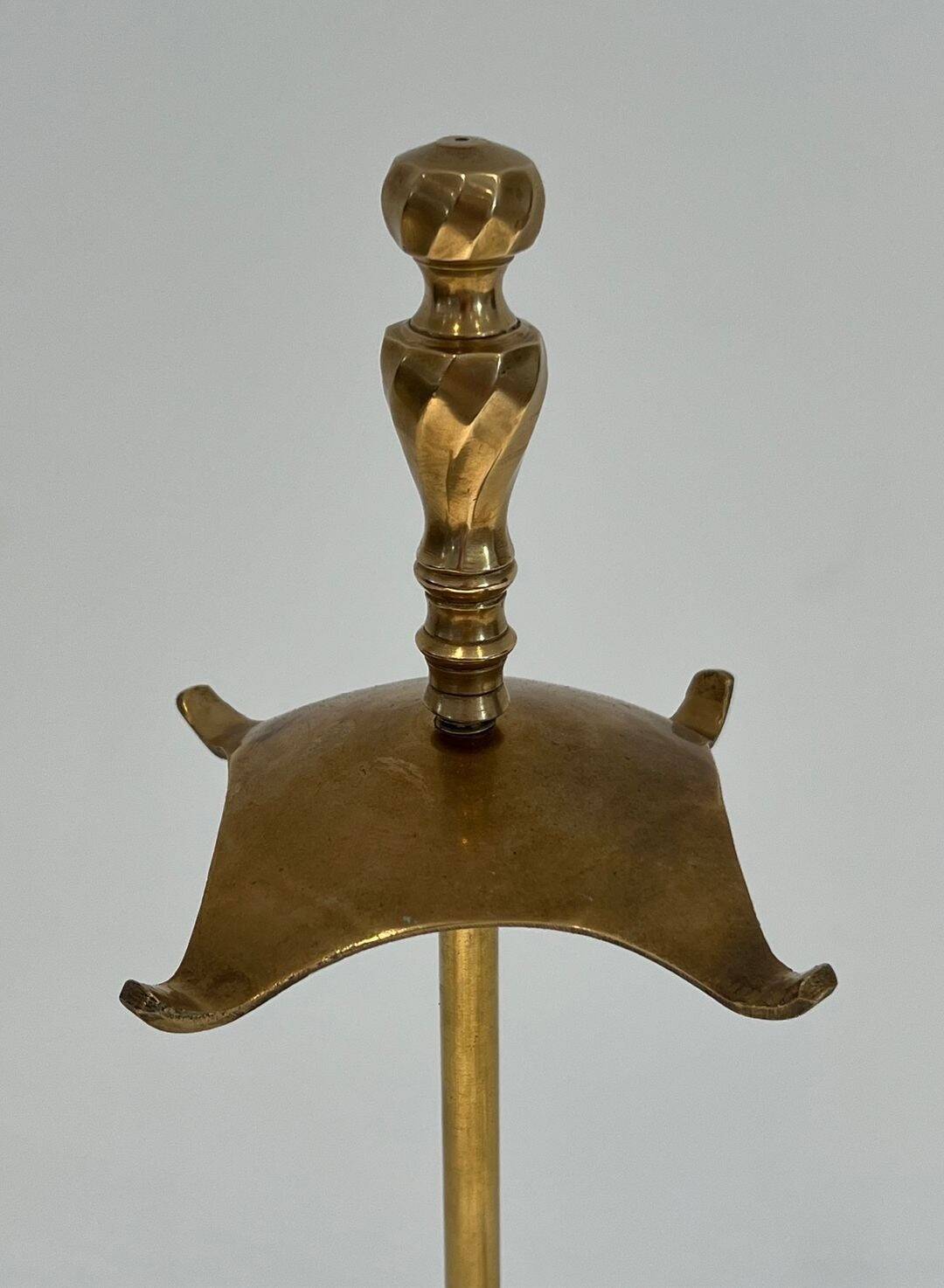 Neoclassical Brass Fire Tool Set with Arch and Ornate Balls.