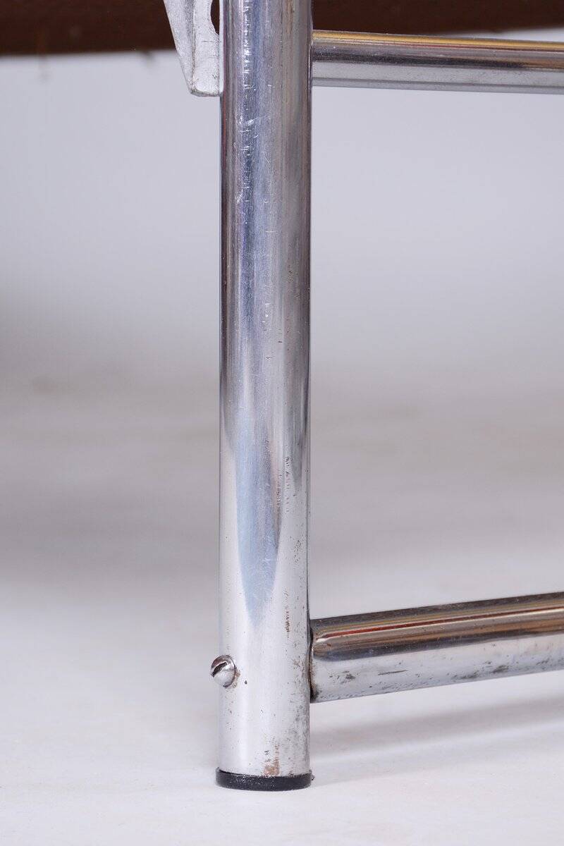 Bauhaus Leather and Tubular Chrome Sofa attributed to Robert Slezák, Czech, 1930s