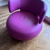Armchair Curl leather heater fuschia Roche Bobois swivel