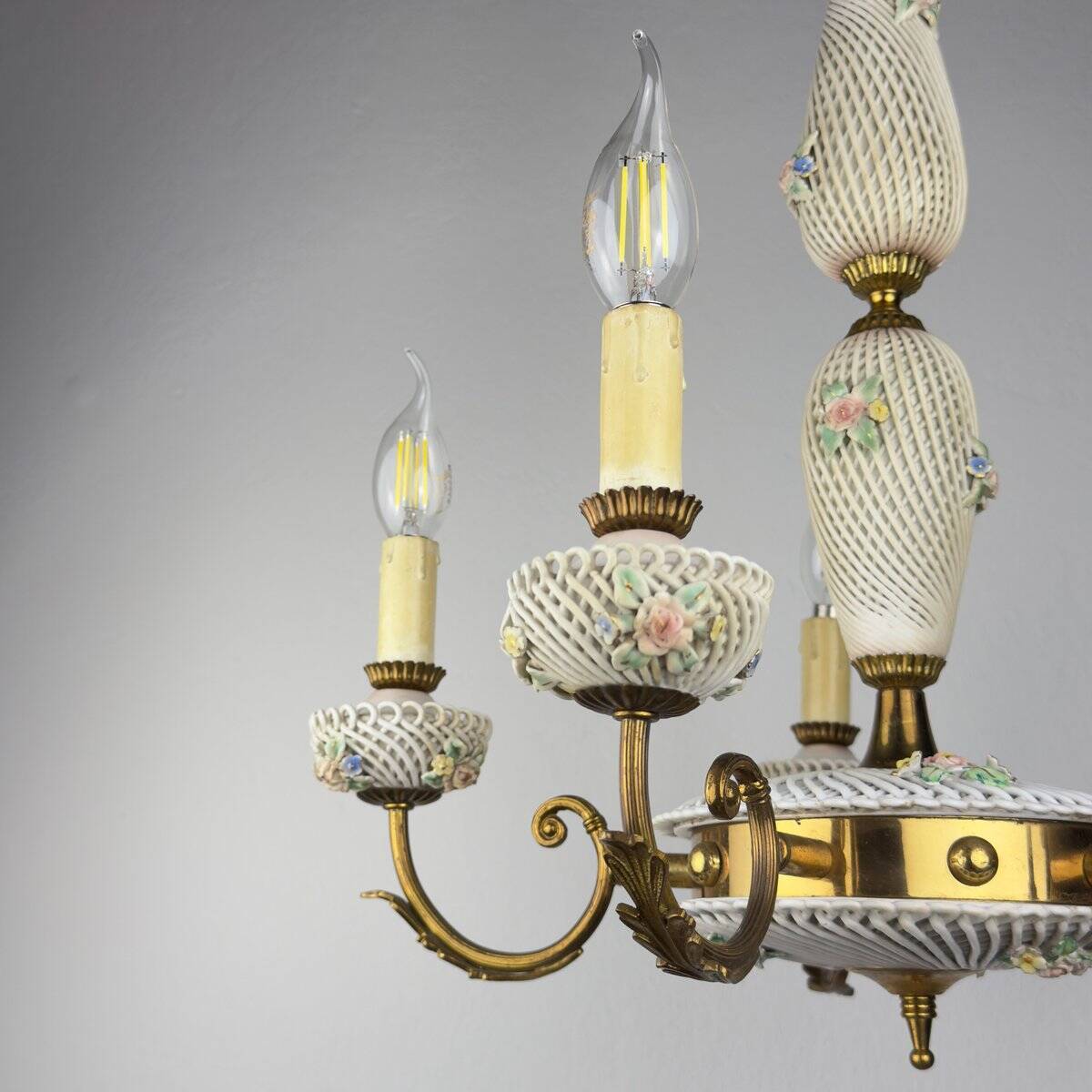 Capodimonte Art Nouveau Vintage Chandelier, 1930s