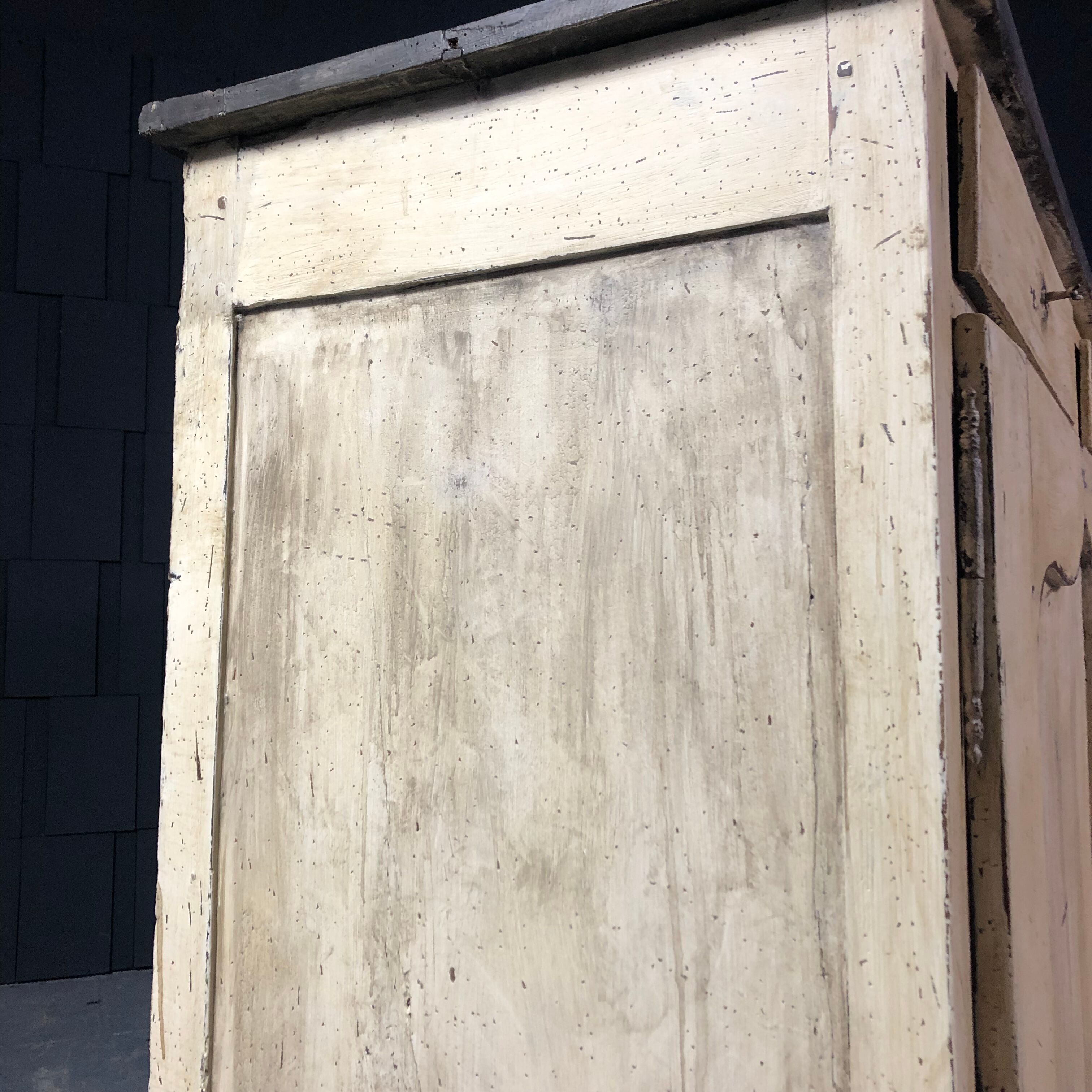 Old patinated painted wooden sideboard