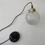 Pair of old round pendant lamps 15 cm vintage