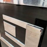 Art Deco Desk in Black Lacquer, Walnut & Metal, France, 1930s-1940s