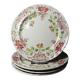 4 antique dessert plates Longchamp Daisies ironstone polychrome