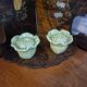 Vintage cabbage barbotine salt and pepper shaker duo