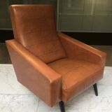 Fauteuil en skai marron