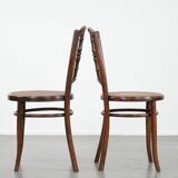 Beautiful set of 6 wooden vintage bistro chairs by Jacob & Josef Kohn Wien with cane seat