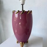 Pink and gold ceramic tripod table lamp
